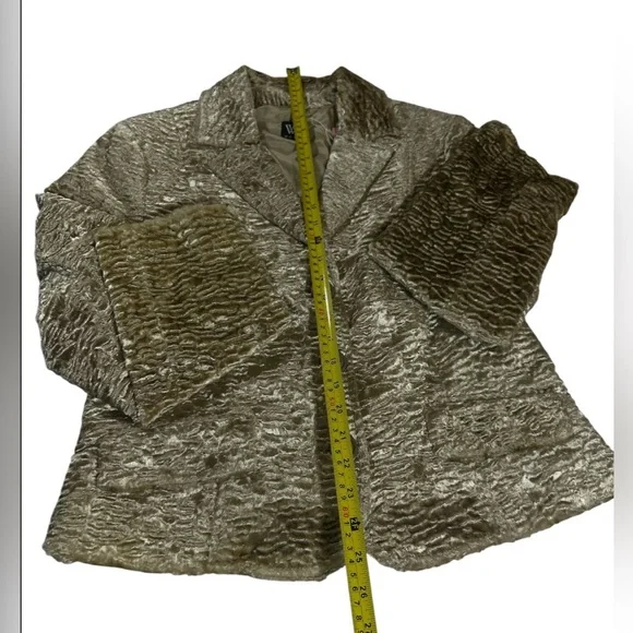 Worth New York Champagne Faux Fur Textured Blazer Jacket Size 12 Made in USA - Picture 8 of 12